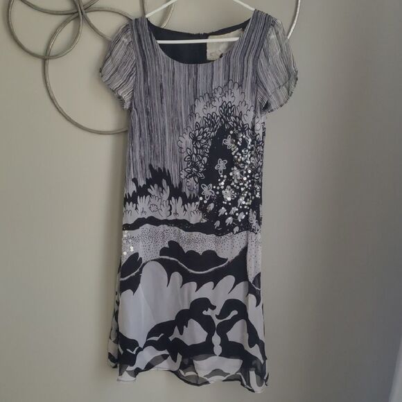 Johnny Was Dresses & Skirts - Johnny Was Black and Gray Silk Floral Dress